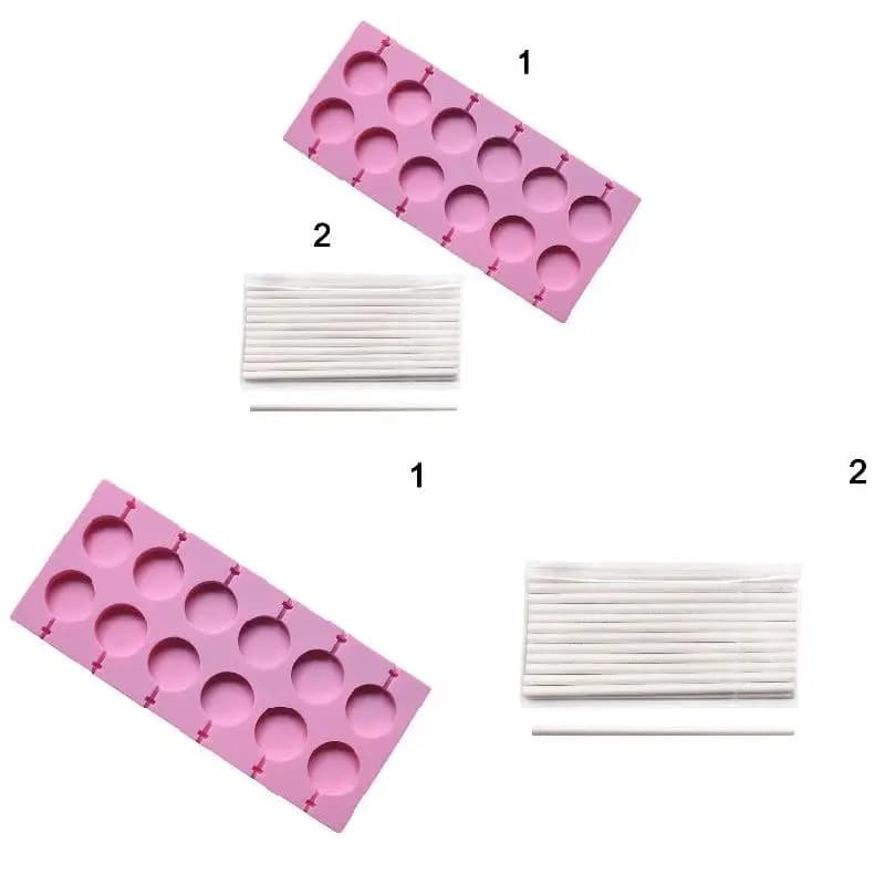 Round Shape Silicone Mold Lollipop Mould Children Kids DIY Baking Tools for Chocolate Candy Biscuit Home Kitchen Accessories - 4
