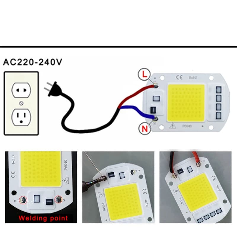 LED Chip COB lamp 10W 20W 30W 50W AC 220V 240V IP65 Smart IC No Need Driver DIY Flood light Led Bulb Spotlight Outdoor Lamp bead - 4