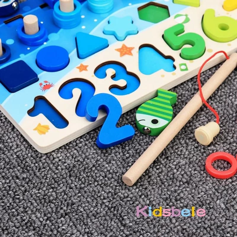 Kids Montessori Math Toys For Toddlers Educational Wooden Puzzle Fishing Toys Count Number Shape Matching Sorter Games Board Toy - 6