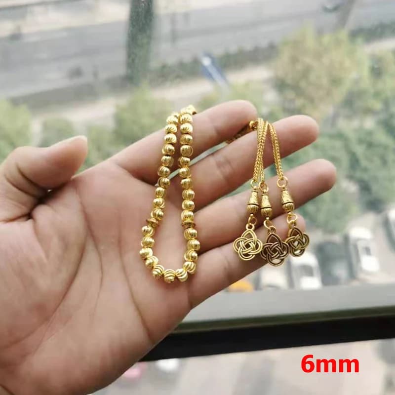تسبيح ذهبي هدية رمضان، إكسسوارات إسلامية يدوية، 33 خرزة، مسبحة صغيرة الحجم - 4
