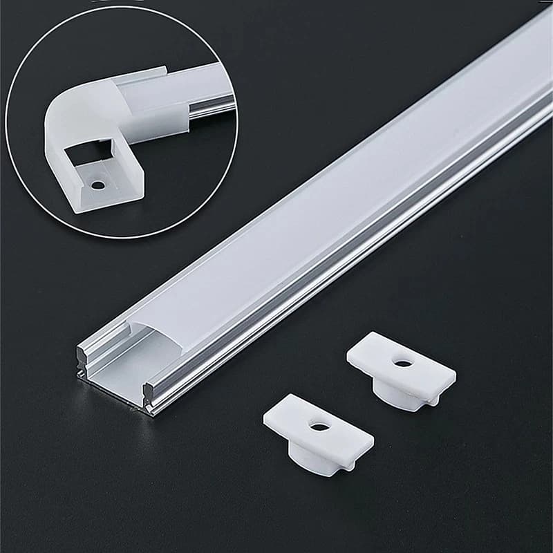 50cm Aluminium Channel for Led Strip U Style V Shape Aluminum Profile with Diffuser Milky PC Cover,LED Bar Strips Light Holder - 4