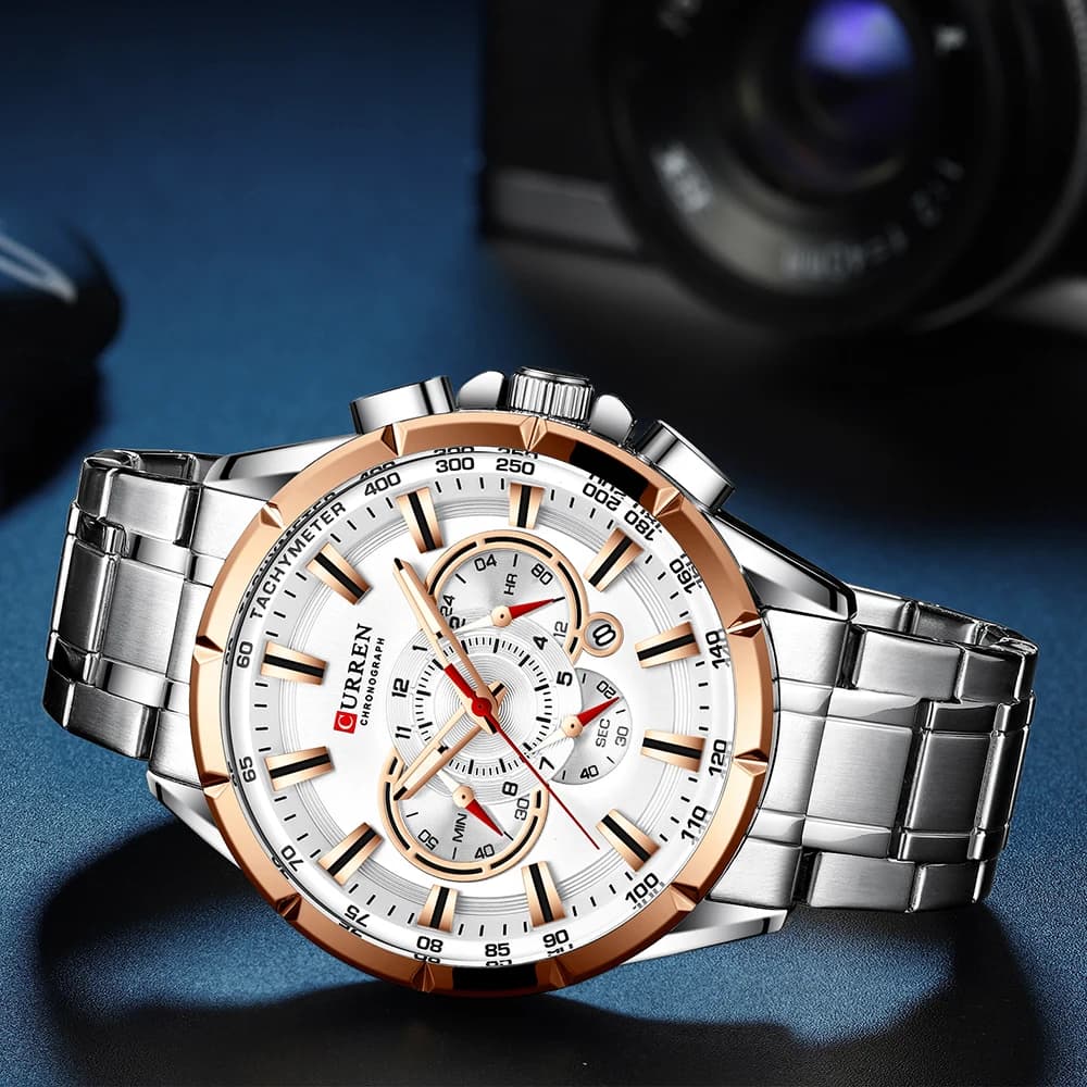 Relogio Masculino CURREN Business Men Watch Luxury Brand Stainless Steel Wrist Watch Chronograph Army Military Quartz Watches - 3