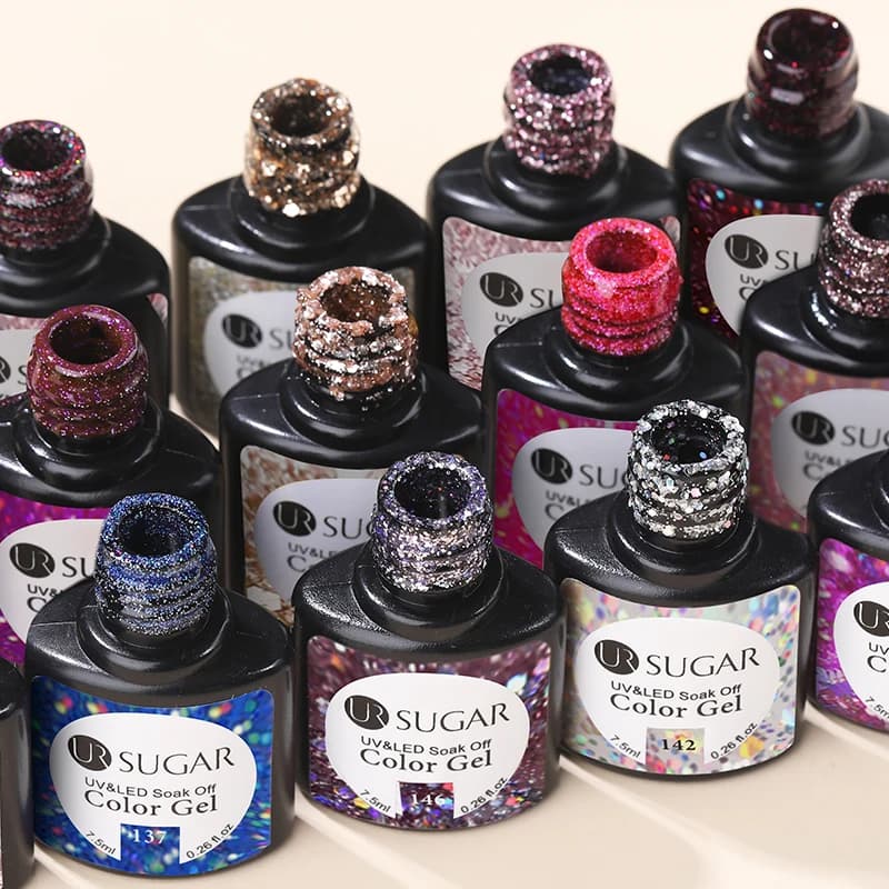 UR SUGAR طلاء أظافر جل UV لامع 7 مل طلاء أظافر جل UV لامع براق قابل للإزالة بالنقع طلاء أظافر جل ملون فني يدوي - 5