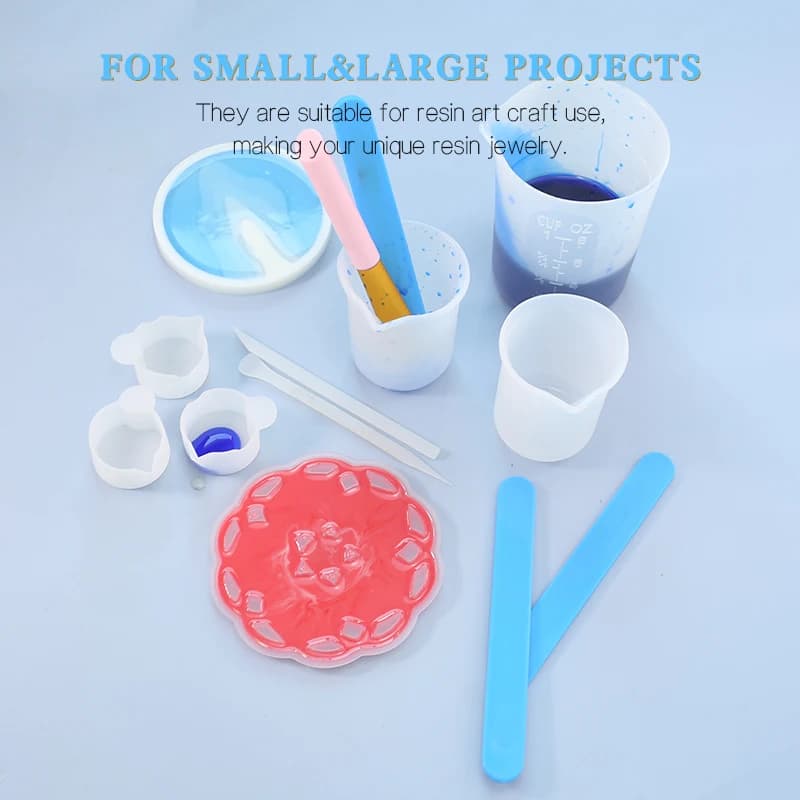 مجموعة أدوات خلط الراتنج مع أكواب وأعواد سيليكون قابلة لإعادة الاستخدام لصنع الحرف اليدوية وخلط الراتنج والإيبوكسي والسوائل - 6