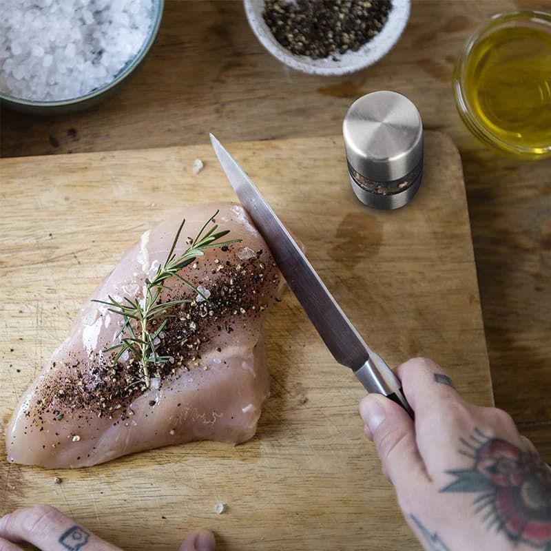 مطحنة يدوية للملح والفلفل، من الفولاذ المقاوم للصدأ، محمولة، مطحنة صغيرة للأعشاب والفلفل والتوابل والملح الوردي، أدوات مطبخ - 4