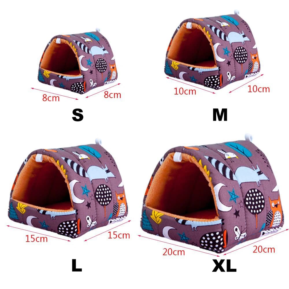 سرير نوم للحيوانات الأليفة على شكل قفص صغير للأرانب والسنجاب وخنزير غينيا مع فراش ناعم ودافئ لفصل الشتاء للهامستر - 6