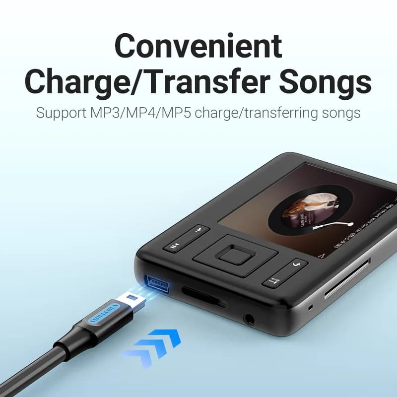 كابل ميني USB من فينشن، شحن سريع، نقل بيانات، متوافق مع الكاميرات الرقمية، مشغلات MP3/MP4، DVR، GPS - 5