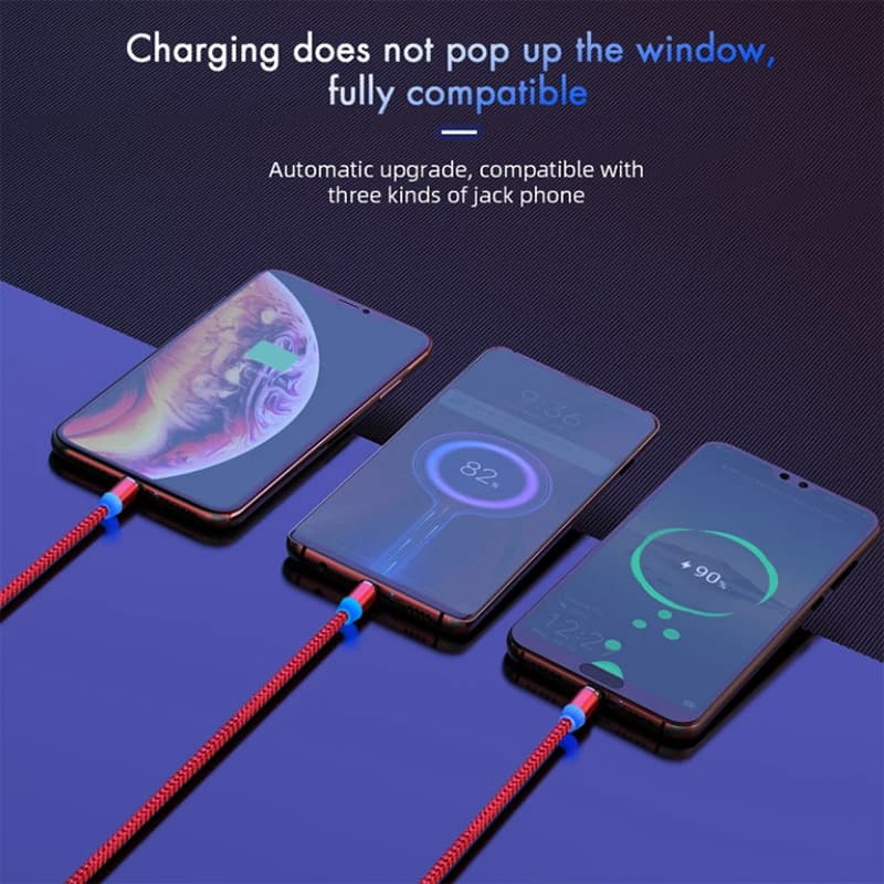 LED Magnetic USB Cable 2.4A Fast Charging Type C Cable Magnet Charger Data Charge Micro USB Cable Mobile Phone Cable USB Cord - 4