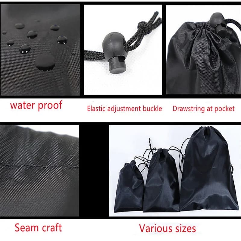 حقيبة برباط من النايلون/EVA، حقيبة تخزين، منظم أدوات صغيرة، غطاء أكياس سوداء للملابس والأحذية واستخدام السفر في الهواء الطلق - 2