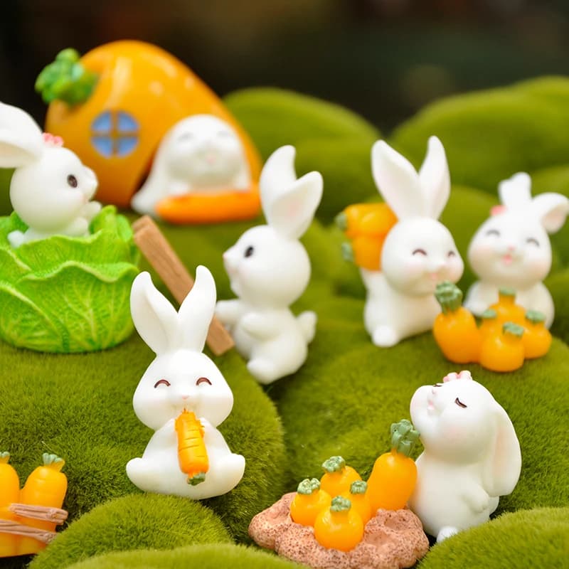 1 PC Easter Bunny Decoration Resin Plastic Craft Miniature Rabbit Model Home Decor Desktop Garden Decoration Easter Decoration - 3