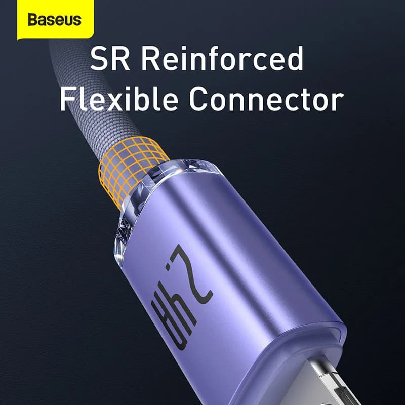 كابل Baseus USB لهاتف آيفون 14 و13 و12 و11 برو ماكس X Xr 8 بلس، شحن سريع 2.4A، كابل شحن ونقل بيانات لأجهزة آيباد برو بطول 1.2-2 متر - 3