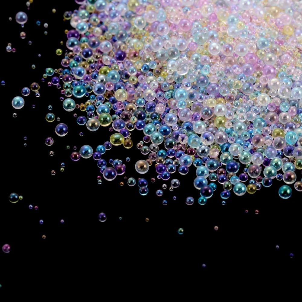 خرز زجاجي صغير، 0.4-3 مم، حشو راتنج UV، ديكور أظافر فني