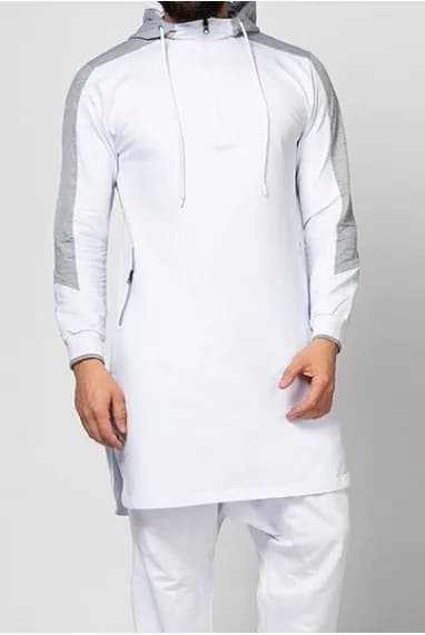 جبة رجالية إسلامية بقبعة وأكمام طويلة مع تطريز كفطان دبي قميص سعودي مقاسات كبيرة 3XL و4XL - 4