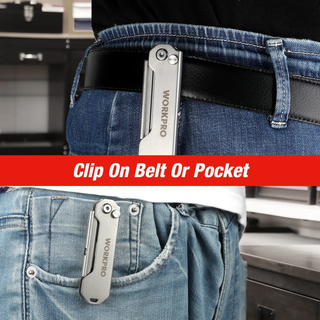 سكين جيب قابل للطي من الفولاذ المقاوم للصدأ مع مشبك للحزام، مثالي للقطع العام - 5