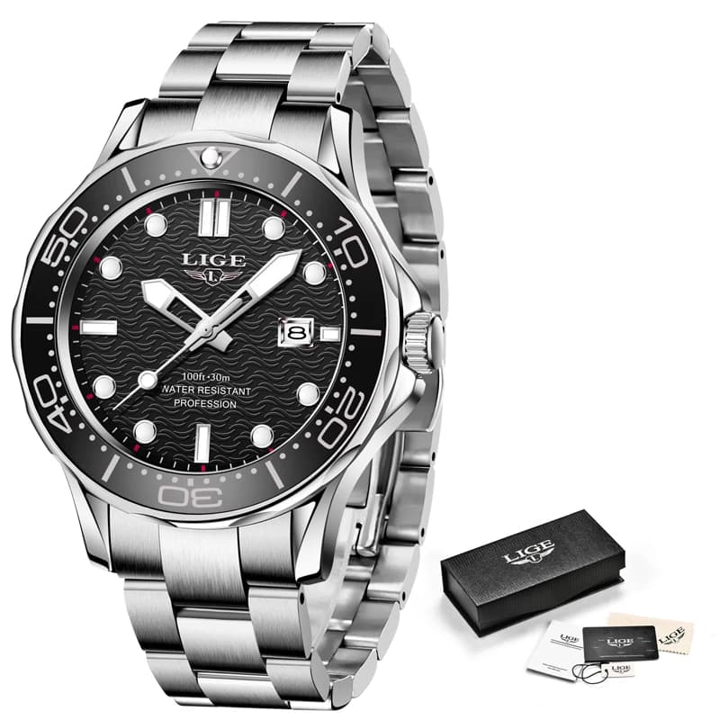 2025 LIGE New Waterproof Watch Men Top Brand Luxury Stainless Steel Men Watch Fashion Casual Sport Men Quartz Date Wristwatches - 6