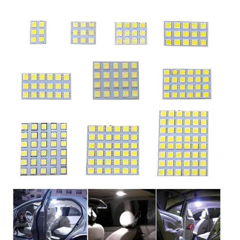 إضاءة لوحة T10 Festoon 5050 48/24/15/12 SMD، أبيض فائق، مصباح LED للقراءة في السيارة، مصباح صندوق الأمتعة، قاعدة محول 3