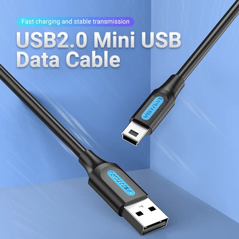 كابل ميني USB من فينشن، شحن سريع، نقل بيانات، متوافق مع الكاميرات الرقمية، مشغلات MP3/MP4، DVR، GPS - 2