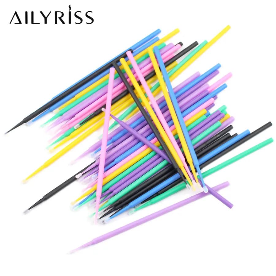50pcs/Bag Disposable Makeup Eyelashes Brushes Micro Mascara Brush Eyelash Extension Individual Lash Removing Swab Beauty Tools - 2