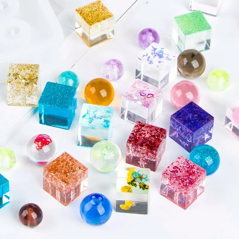 SNASAN Silicone Mold For Jewelry Beads 9mm12mm 16mm Cube Ball 6 Compartment Epoxy Resin Silicone Mould Handmade DIY Material - 4