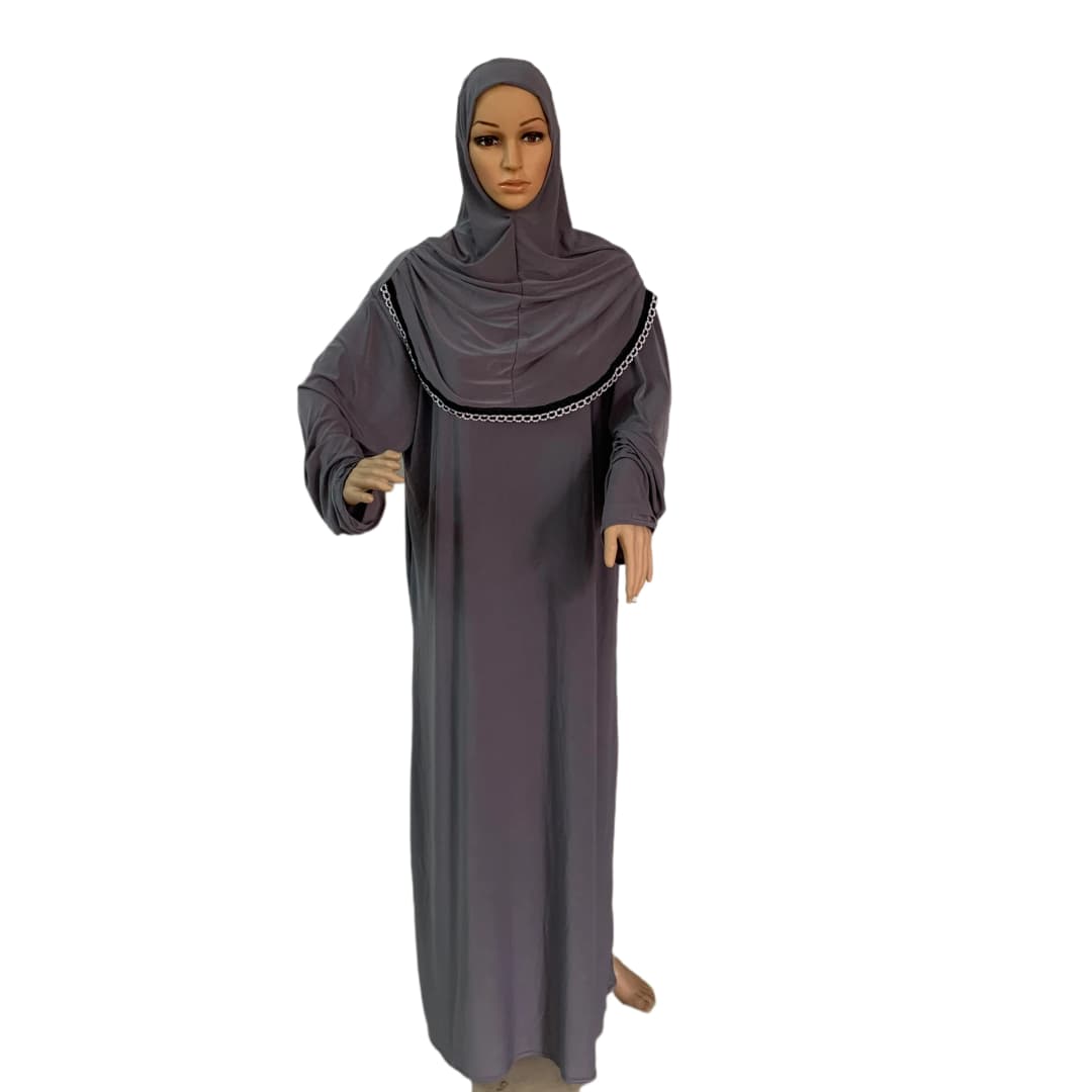 H118 Free size muslim dress with attached hijab pray khimar kaftan  burqa abaya robe hijab middle east clothing - 3