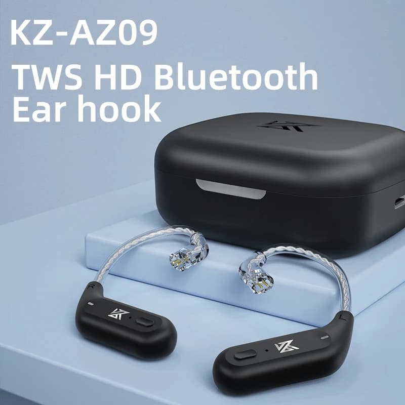 KZ AZ09 اتش دي بلوتوث متوافق وحدة 5.2 سماعات رأس ترقية كابل لاسلكي هاي فاي هوك أذن لاسلكي مع علبة شحن - 5