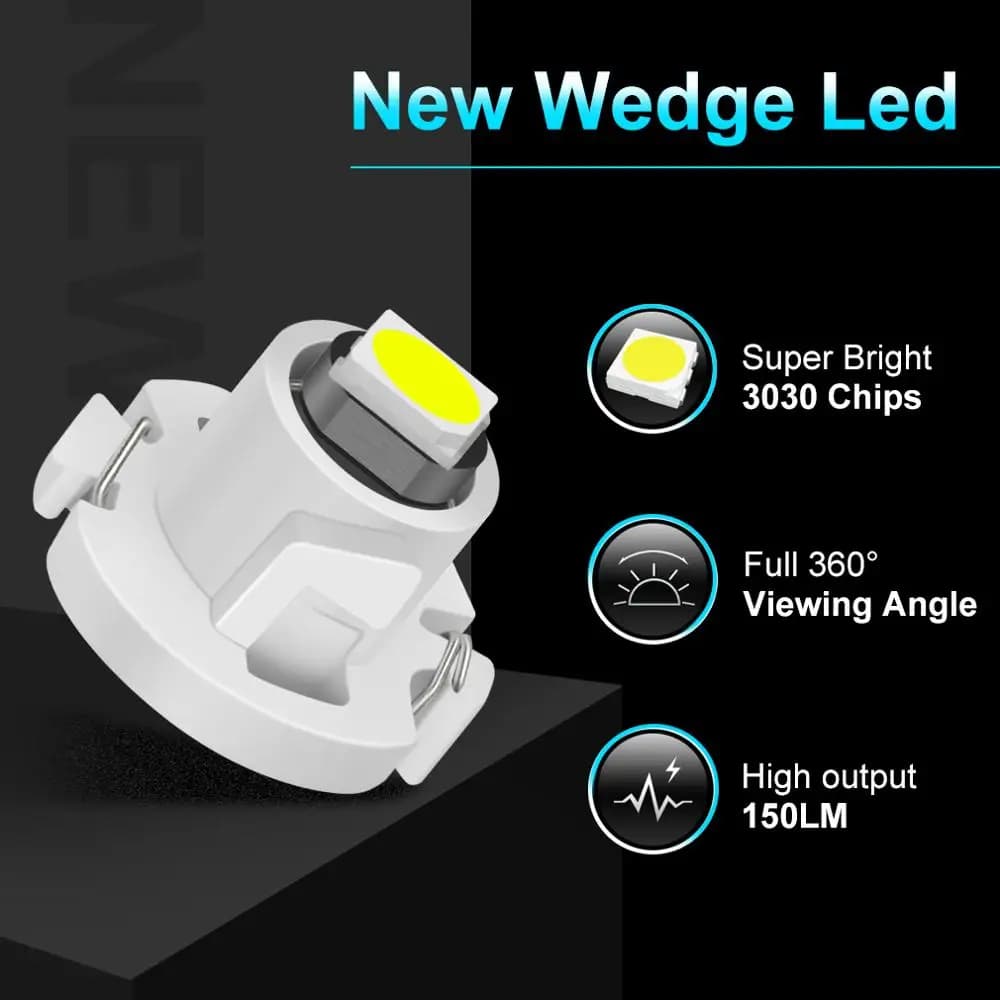10 قطع مصابيح LED فائقة السطوع T3 T4.2 T4.7 إضاءة داخلية للسيارة مؤشر لوحة القيادة إضاءة تدفئة 3030SMD - 4