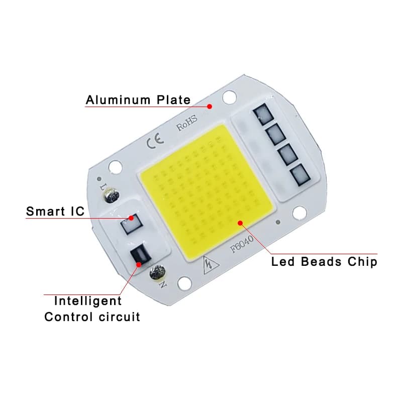 LED Chip COB lamp 10W 20W 30W 50W AC 220V 240V IP65 Smart IC No Need Driver DIY Flood light Led Bulb Spotlight Outdoor Lamp bead - 5