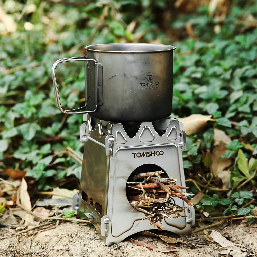 Tomshoo Titanium Stove Outdoor Camping Wood Stove Portable Folding Lightweight Tourist Wood Burner for Hiking Cooking Picnic - 6
