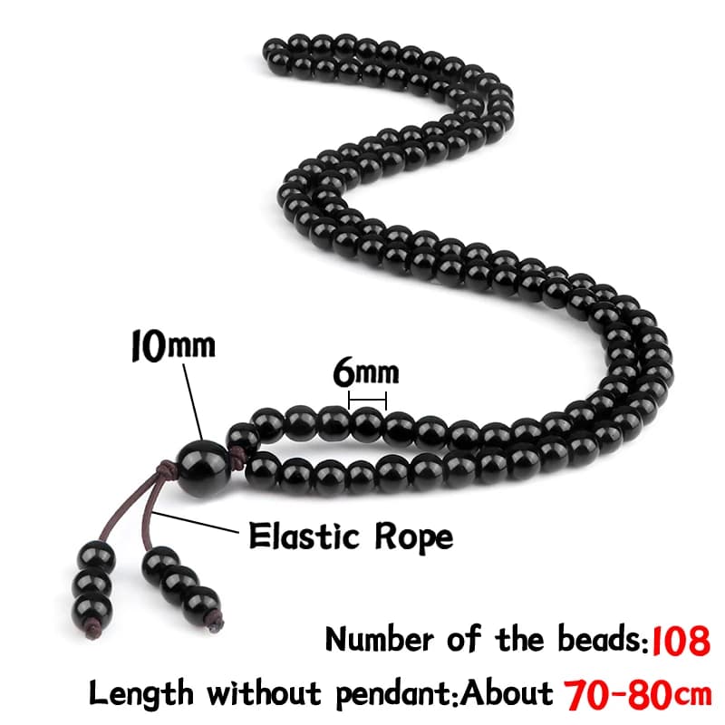 6mm Matte Black Lava Stone Bracelet Necklace 108 Beads Mala Wrap Bracelets Men Charm Fashion Yoga Bangle Rosary Buddhist Jewelry - 6