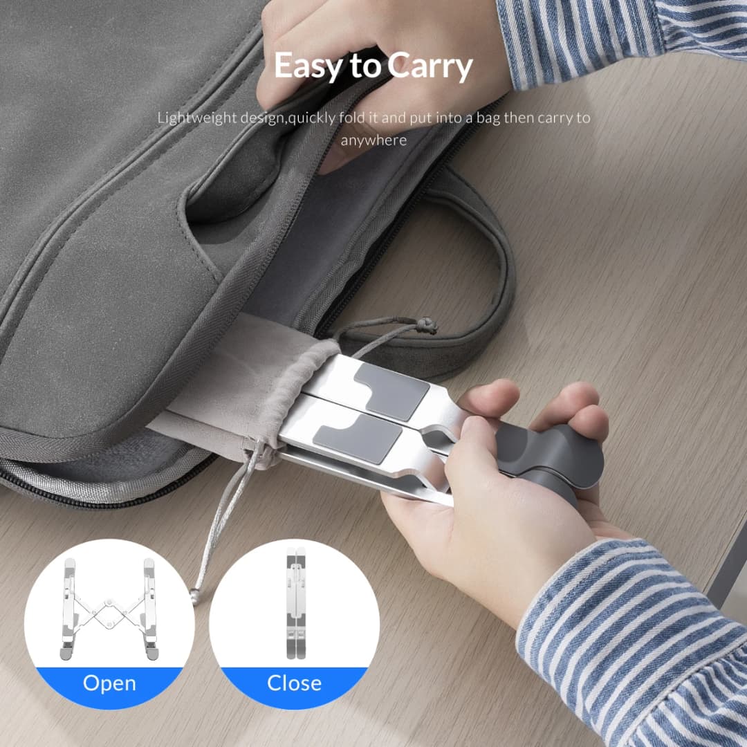 ORICO Foldable Laptop Stand Holder Riser Portable Adjustable Aluminum Notebook Stand Computer Stand 7 Angles for MacBook Tablets - 5