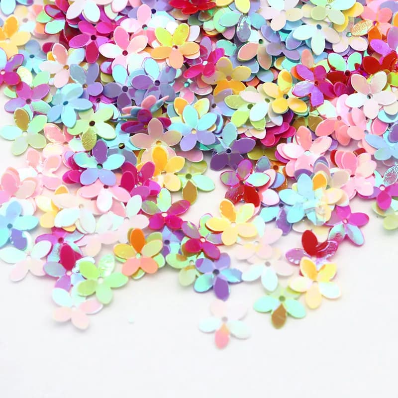 10mm 10g Five-Leaf Flower-Shaped PVC Bulk Mixed Sequined Star Glitter Sewing Clothing DIY Home Decoration Accessories Crafts - 2