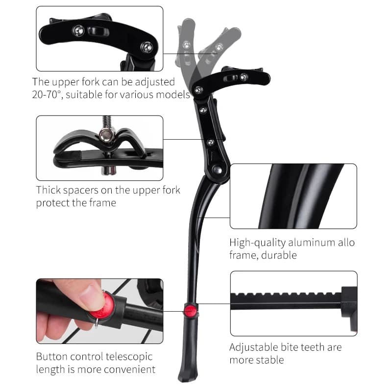 ROCKBROS Bicycle Kickstand Parking Cycling Adjustable MTB Road Racks Bike Support Side Kick Stand Foot Brace Accessories - 3