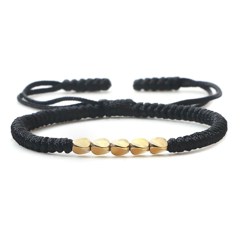 Handmade Tibetan Copper Bead Thread Braided Bracelet Red Lucky Rope Prayer Wristband Bracelets for Men Women Ethnic Jewelry Gift - 4