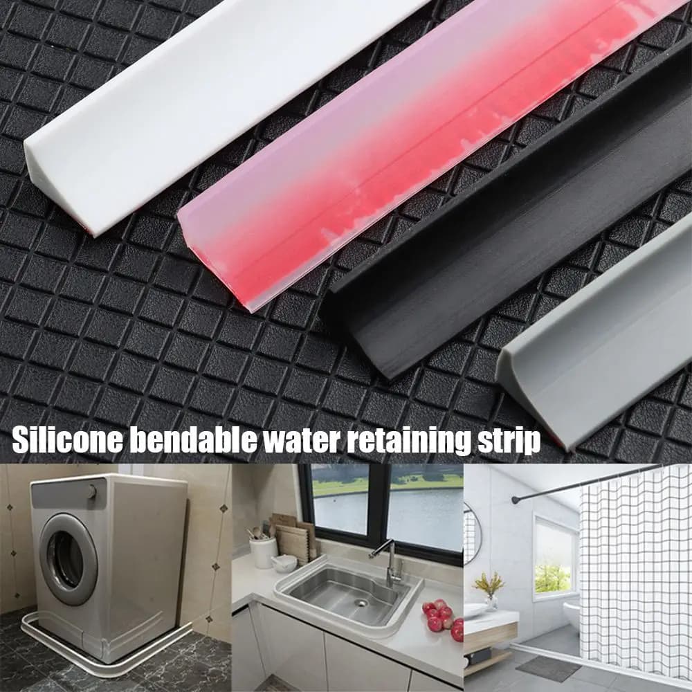 1PC Self-Adhesive Silicone Water Retaining Strip Bathroom Water Stopper Bendable Door Bottom Sealing Strip Shower Dam Barrier - 2