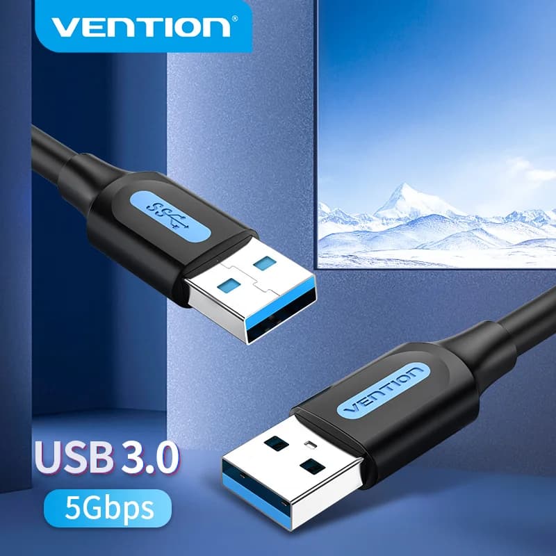 كابل تمديد Vention USB 3.0 من Type A ذكر إلى ذكر، كابل تمديد 3.0 و2.0 لأقراص التخزين الخارجية والتلفزيون والكمبيوتر المحمول