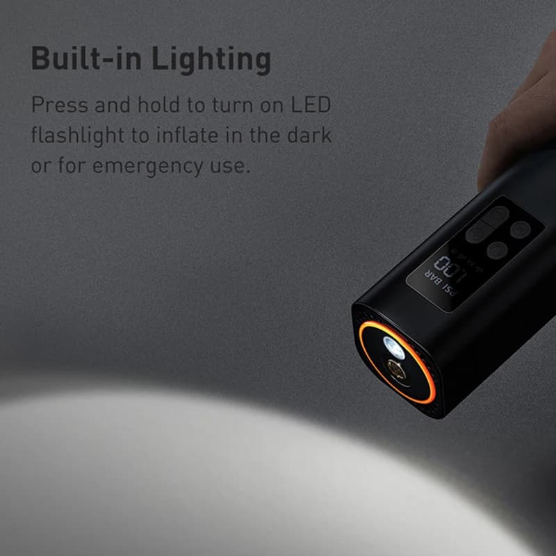 ضاغط هواء صغير للسيارة من Baseus، 12 فولت، 150 رطل لكل بوصة مربعة، منفاخ إطارات محمول، مضخة هواء رقمية ذكية للسيارات والدراجات والقوارب - 5