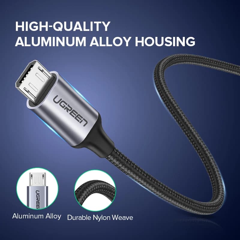 يوجرين مايكرو يو اس بي/ كابل نوع سي 2 أمبير نيلون شحن سريع يو اس بي كابل ل سامسونج شاومي اتش تي سي شاحن يو اس بي كابل بيانات كابل الهاتف المحمول - 4