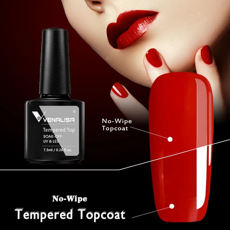 Hot Sell Venalisa Nail Art 7.5ml Tempered Top Coat Matt Top Primer Base Coat Color Gel Nail Polish UV Gel Soak Off Manicure - 6