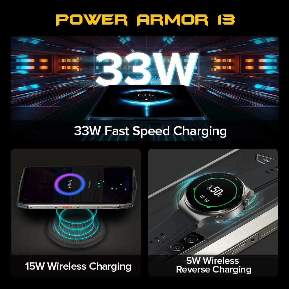 هاتف Ulefone Power Armor 13 المتين 13200 مللي أمبير أندرويد هاتف مقاوم للماء 6.81 بوصة FHD هاتف محمول إصدار عالمي - 4