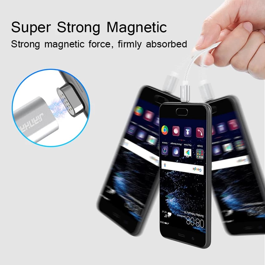 كابل مغناطيسي من نوع C بطول 1 متر و3A من JianHan مع إضاءة LED للشحن السريع لهواتف Samsung وXiaomi وHuawei - 5