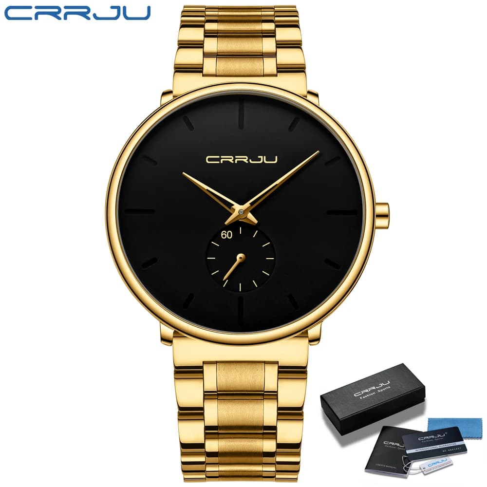 CRRJU Mens Watches Stainless Steel Men's Wrist Watch Casual Luxury Waterproof Sport Watch for Men Quartz Watch Relogio Masculino - 2