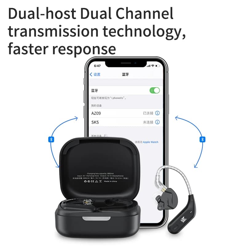 KZ AZ09 Bluetooth 5.2 Wireless Upgrade Cable  HIFI Wireless Ear Hook With Charging Case For KZ TRN CCA Earphones Headset - 3