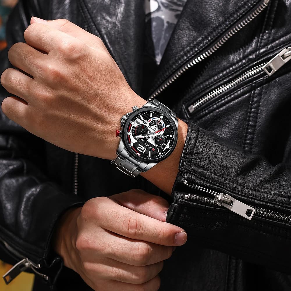 CURREN Casual Business Chronograph Waterproof Stainless Steel Watch Mens New Luxury Fashion Quartz Men wristwatch  часы мужские - 5