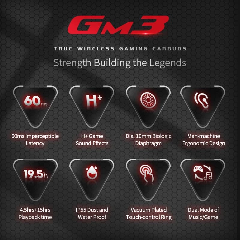 سماعات أذن إديفاير GM3 TWS بلوتوث للألعاب لاسلكية بلوتوث 5.0 مع 60ms تأخير منخفض IP55 مقاومة للماء باس عميق - 6