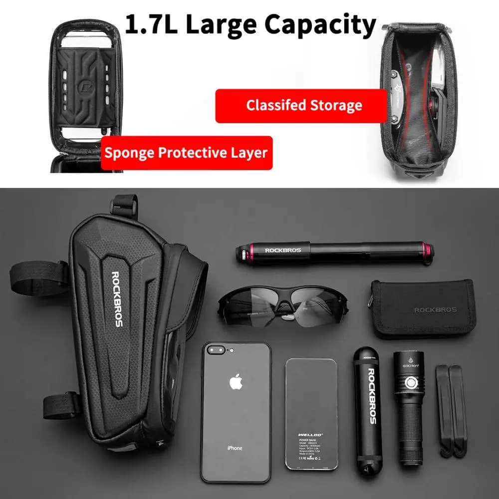 ROCKBROS Bicycle Bag Waterproof Touch Screen Cycling Bag Top Front Tube Frame MTB Road Bike Bag 6.5 Phone Case Bike Accessories - 6
