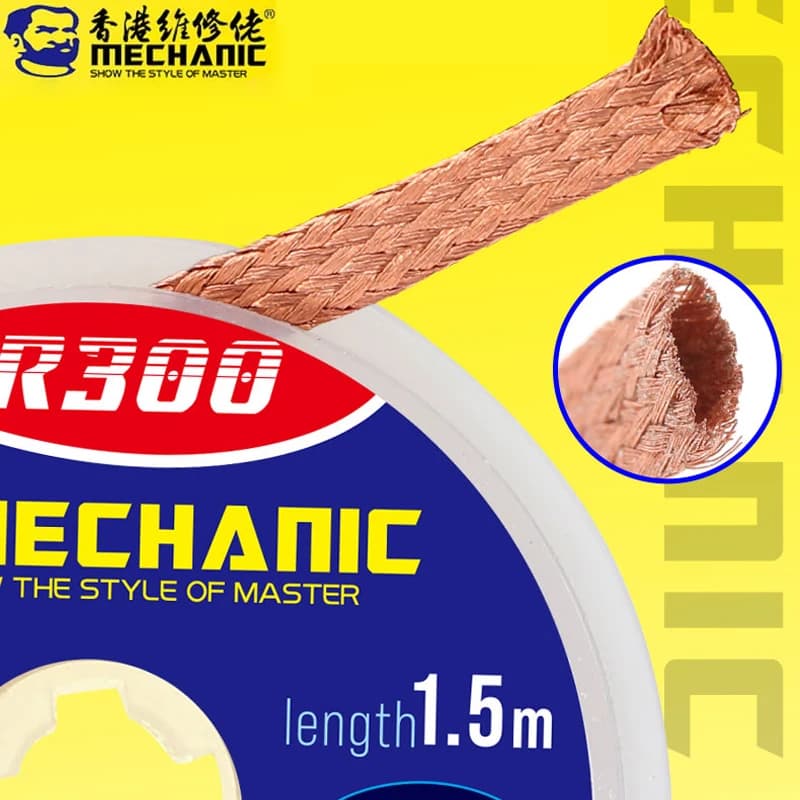 MECHANIC فتيل إزالة اللحام بعرض 1.0-3.5 مم وطول 1.5 م سلك إزالة اللحام لأداة إعادة لحام PCB BGA - 2