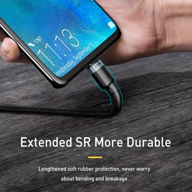 كابل Baseus 100 واط USB C إلى USB Type C لماك بوك برو شحن سريع 4.0 شحن فائق السرعة لهاتف آيفون 17 و16 و15 برو ماكس - 5