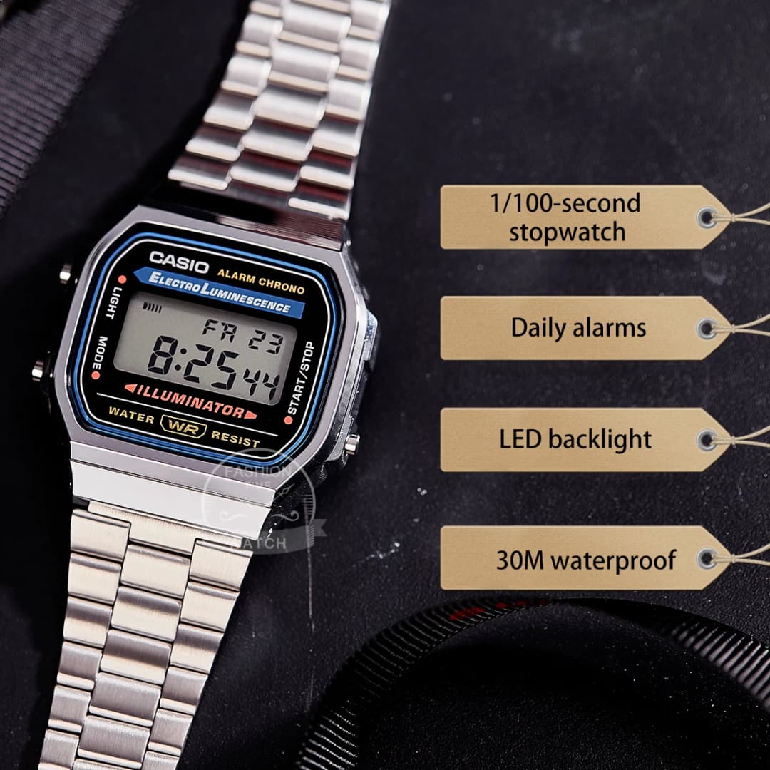 Casio silver watch for men LED digital Waterproof Quartz Small square table military Wrist Watch relogio masculi A158WA1D - 3