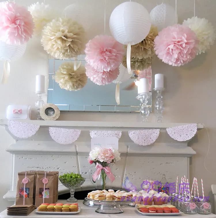Hot Sale 1 Pcs 15cm=6 Inch Tissue Paper Flowers Paper Pom Poms Balls Lanterns Party Decor Craft Wedding Multi Color Option Balls - 3