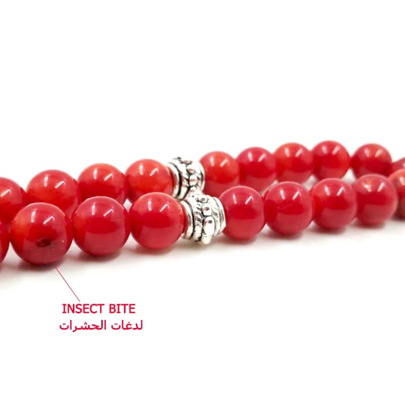 تسبيح مرجان طبيعي وشعاب مرجانية هدب عيد هدية رمضان اكسسوارات الموضة العربية 33 حبة سوار مسبحة مسلمة - 2